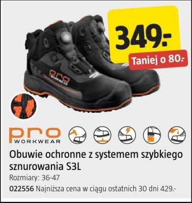 Obuwie ochronne z systemem szybkiego sznurowania S3L PRO WORKWEAR promocja w Jula