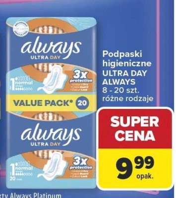 Podpaski higieniczne ULTRA DAY ALWAYS promocja w Carrefour