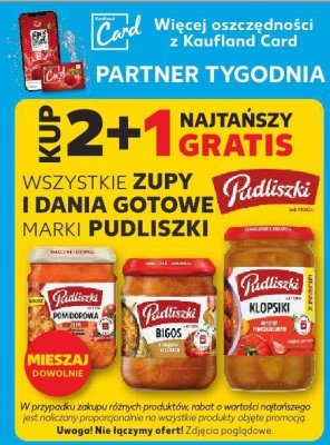 Wszystkie zupy i dania gotowe marki Pudliszki 2+1 GRATIS promocja w Kaufland