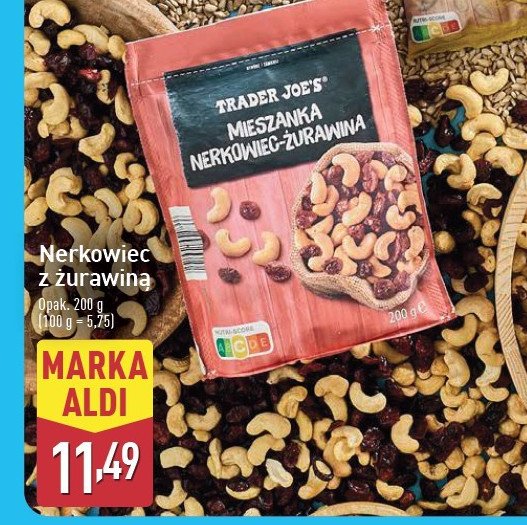 Mieszanka nerkowiec-żurawina Trader joe's promocja w Aldi