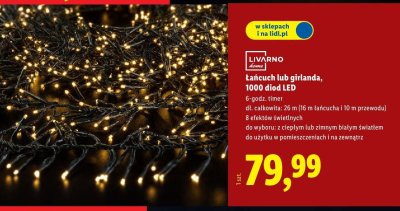 Łańcuch / girlanda 1000 diod LED promocja w Lidl