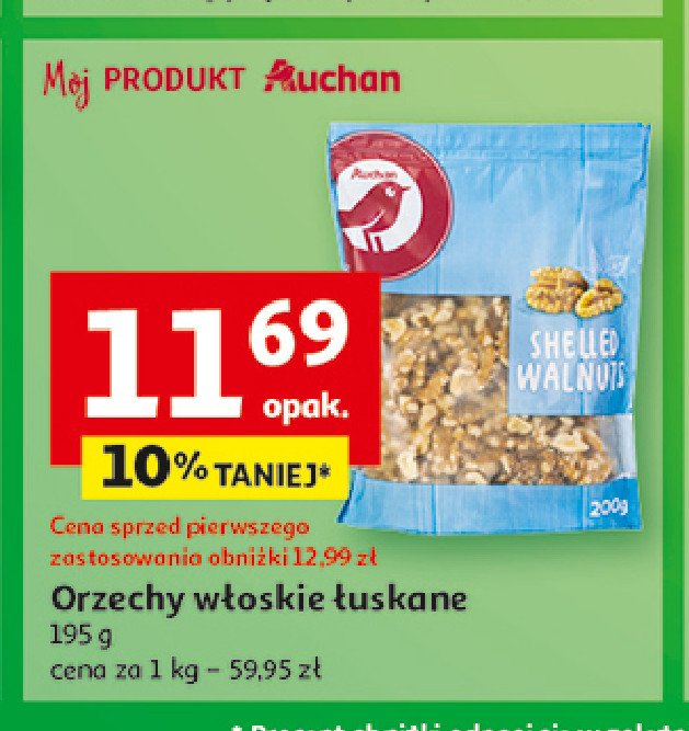 Orzechy włoskie łuskane Auchan różnorodne (logo czerwone) promocja