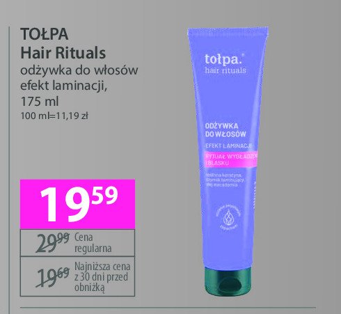 Odżywka do włosów efekt laminacji Tołpa hair rituals promocja w Hebe