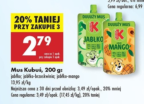 Mus jab艂ko Kubu艣 mus 100% promocja