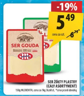 Ser żółty plastry cały asortyment Mlekovita promocja w Arhelan