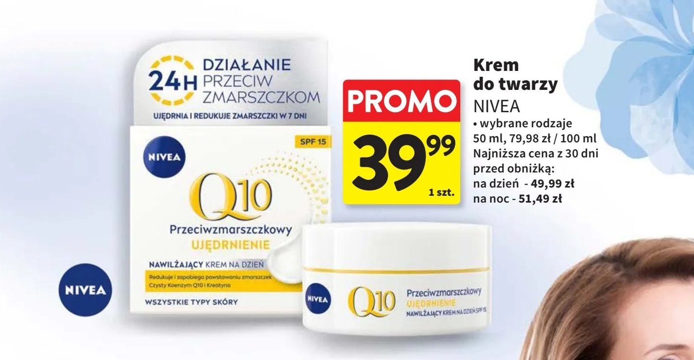 Krem do twarzy ujędrniający extra-ochronny na dzień spf 30 Nivea q10 promocja