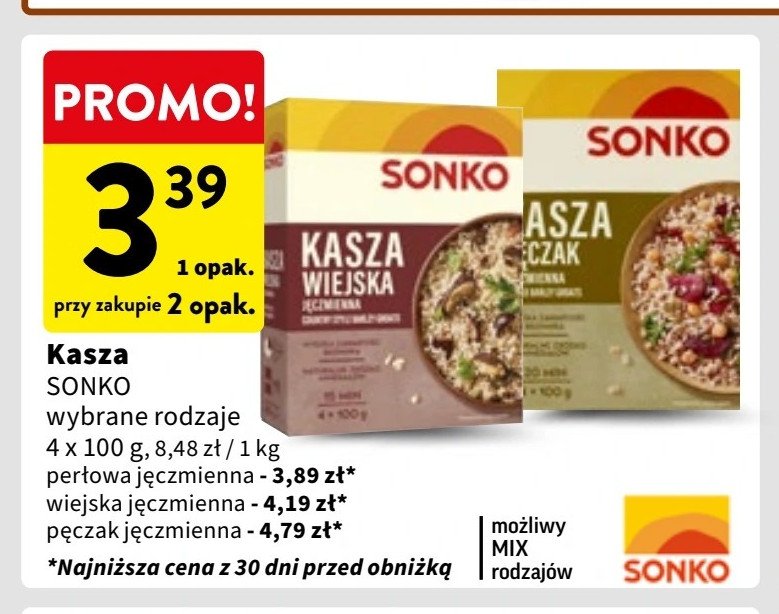 Kasza jęczmienna pęczak Sonko promocja