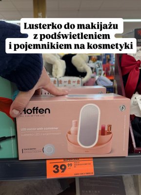 Lusterko do makijażu z podświetleniem i pojemnikiem na kosmetyki promocja w Biedronka