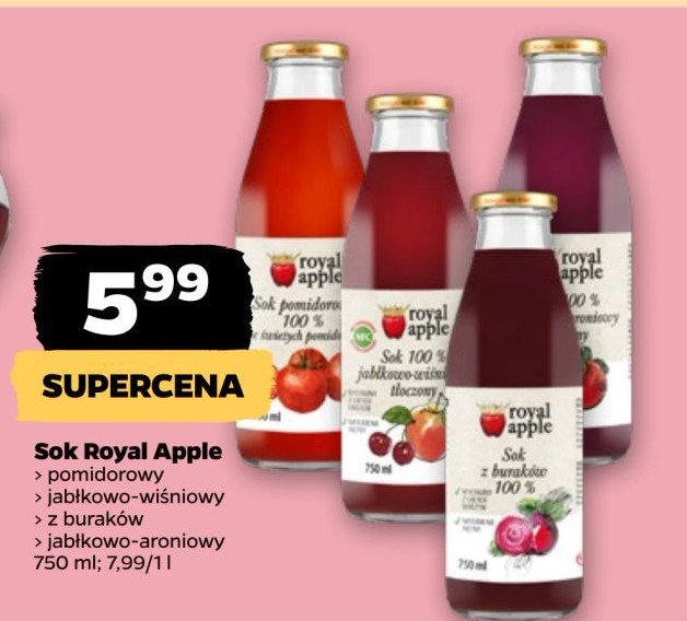 Sok z buraków 100% Royal apple promocja w Netto