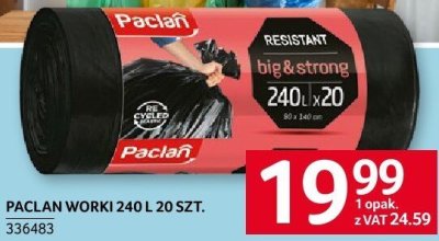 Worki na śmieci Paclan 240L 20 szt. promocja w Selgros