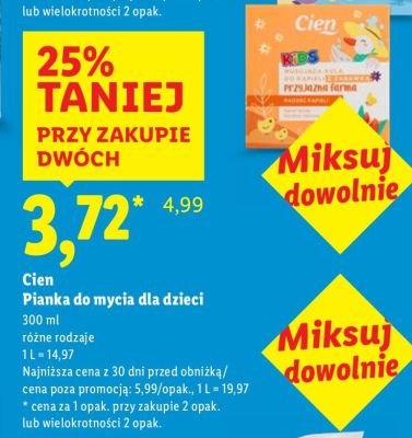 Pianka do mycia dla dzieci Cien promocja w Lidl