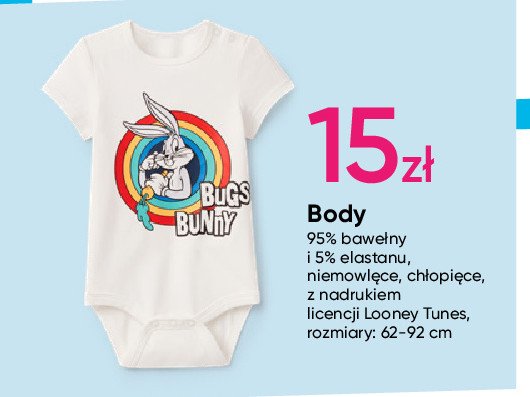 Body niemowlęce z krótkim rękawem looney tunes 62-92 cm promocja