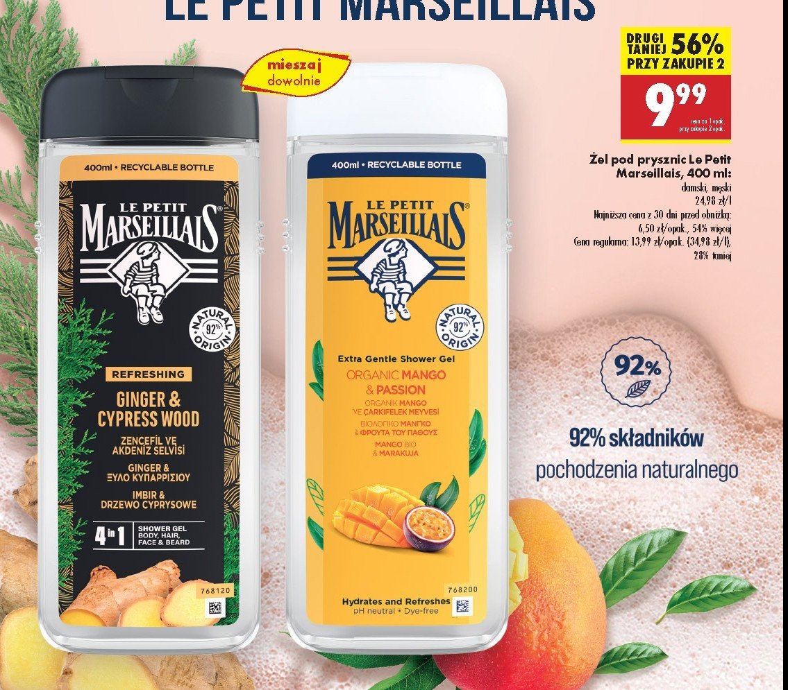 Żel pod prysznic organic mango&passion Le petit marseillais promocja