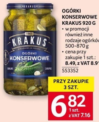 Ogórki konserwowe Krakus 920 g promocja w Selgros