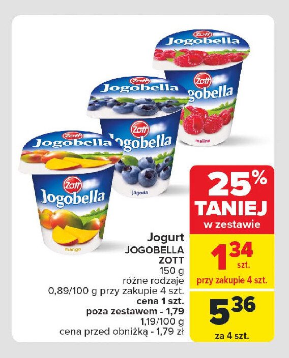 Jogurt mango Jogobella promocja w Carrefour