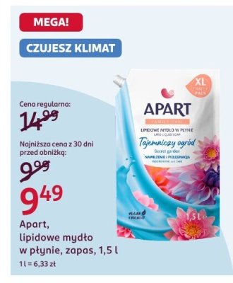 Mydło w płynie Apart piankowe, zapas, 1,5 l promocja w Rossmann