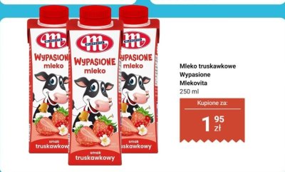 Mleko truskawkowe Wypasione Mlekovita promocja w Dino