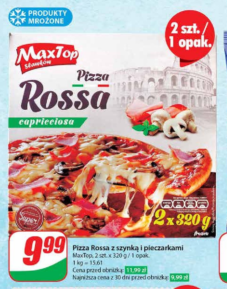 Pizza rossa z szynką i pieczarkami Maxtop promocja w Dino