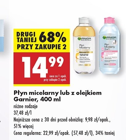 Płyn micelarny 3w1 Garnier essentials promocja w Biedronka