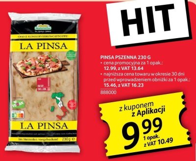 Pizza PINSA PSZENНА 230 G promocja w Selgros