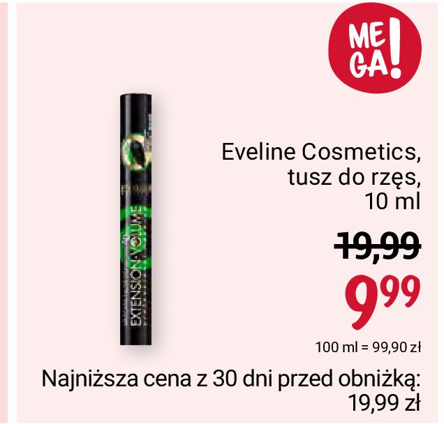 Tusz do rz臋s 4d false definition push up Eveline extension volume promocja