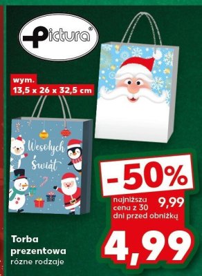 Torba prezentowa różne rodzaje 13,5x26x32,5cm Piktura promocja w Kaufland