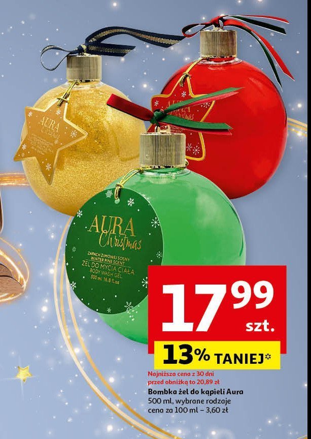 Żel pod prysznic bombka czerwony AURA COSMETICS promocja w Auchan