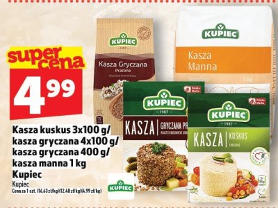 Kasza kuskus 3x100 g/kasza gryczana 4x100 g/kasza gryczana 400 g/kasza manna 1 kg Kupiec promocja w TOPAZ