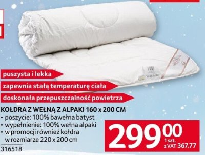 Kołdra z wełną z alpaki 160 x 200 cm promocja w Selgros