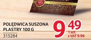 Polędwica suszona plastry ŻMB Białystok 100 g promocja w Selgros