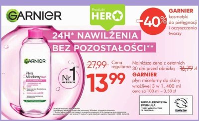 Płyn micelarny GARNIER Skin Active do skóry wrażliwej 3 w 1, 400 ml promocja w Super-Pharm