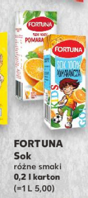 Sok 100% pomarańcza chłopiec Fortuna promocja