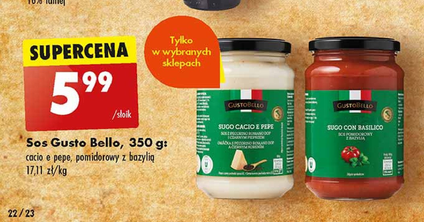 Sos z pecorino romano i czarnym pieprzem Gustobello promocja