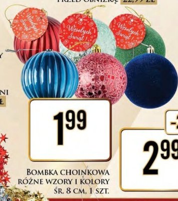 Bombka choinkowa 8 cm, różne wzory i kolory promocja w Dino