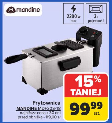 Frytkownica mdf30s-18 Mandine promocja w Carrefour Market