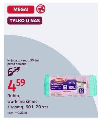 Worki na śmieci z taśmą promocja w Rossmann