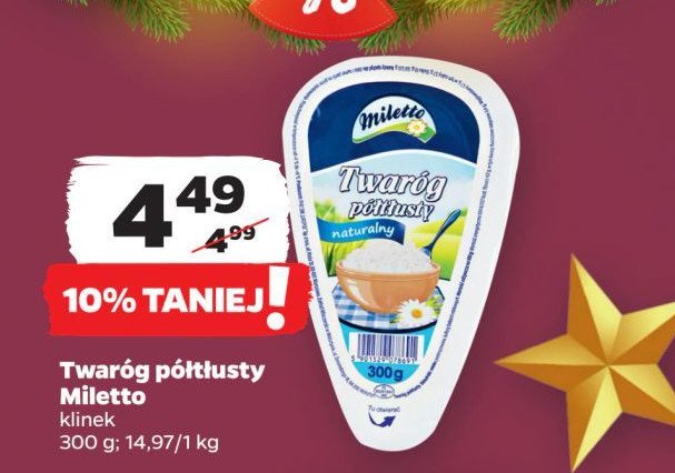 Twaróg półtłusty klinek Miletto promocja