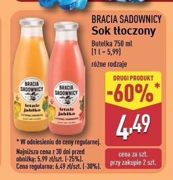 Sok letnie jabłko z cytryną i rabarbarem Bracia sadownicy promocja