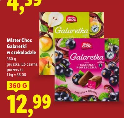 Galaretki Mister Choc Galaretki w czekoladzie gruszka lub czarna porzeczka promocja w Lidl