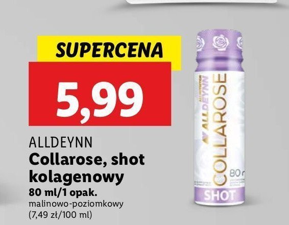 Shot kolagenowy malinowo- poziomkowy Alldeynn promocja