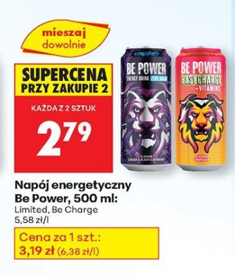 Napój energetyczny Be Power 500 ml, Limited, Be Charge promocja w Biedronka
