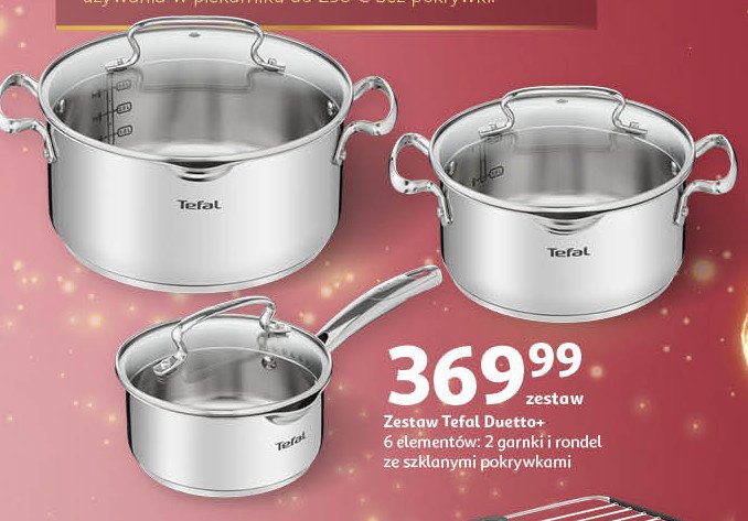 Komplet garnków duetto Tefal promocja w Auchan