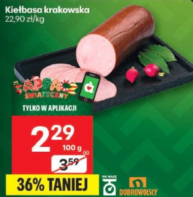 Kiełbasa krakowska promocja w Delikatesy Centrum