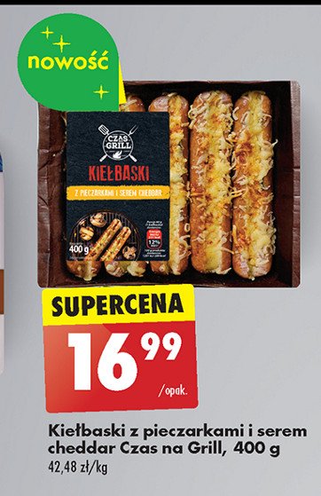 Kiełbaski z pieczarkami i serem cheddar Czas na grill promocja