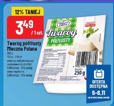 Twaróg półtłusty Mleczna Polana promocja w POLOmarket