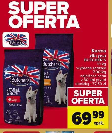 Karma dla psa z wołowiną Butcher's natural & healthy promocja w Carrefour Market