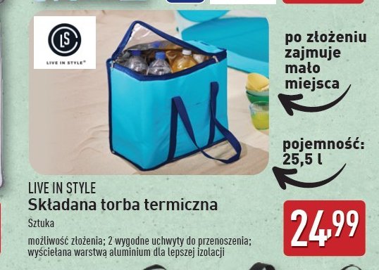 Torba termiczna składana Live in style promocja w Aldi