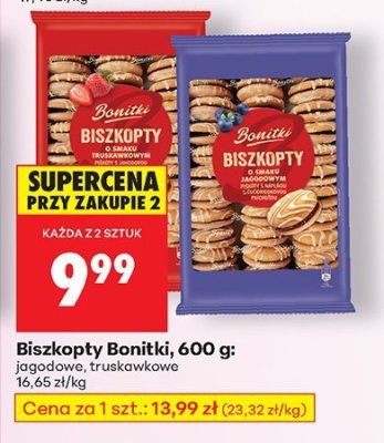 Biszkopty Bonitki, 600 g: jagodowe, truskawkowe promocja w Biedronka