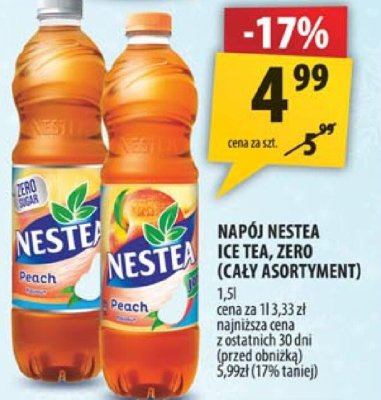 Napój Nestea Ice Tea, Zero (cały asortyment) promocja w Arhelan