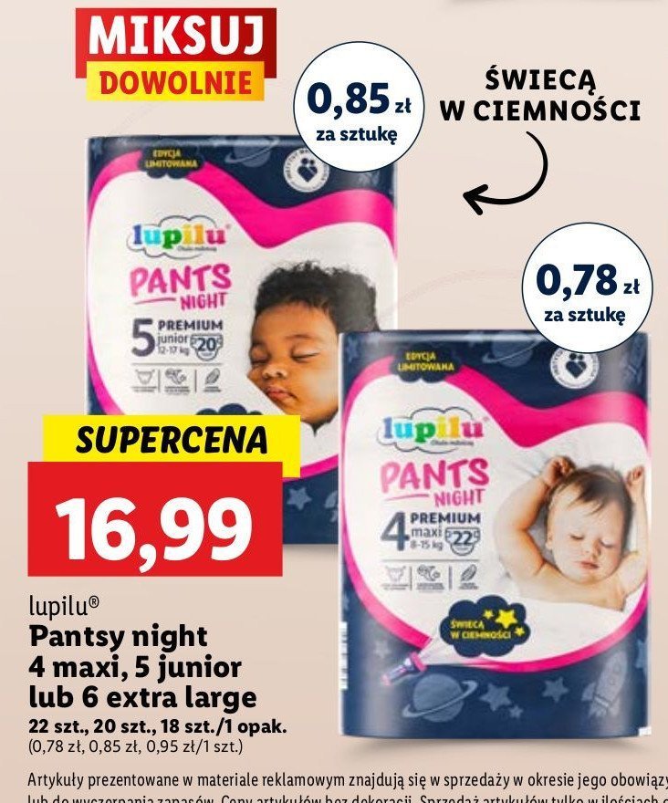 Ppieluchomajtki 6 extra large night LUPILU PANTS PREMIUM promocja